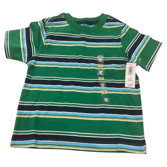 OLD NAVY || Striped Short Sleeve Shirt | Green & Blue || size 2T - Picture 1 of 4